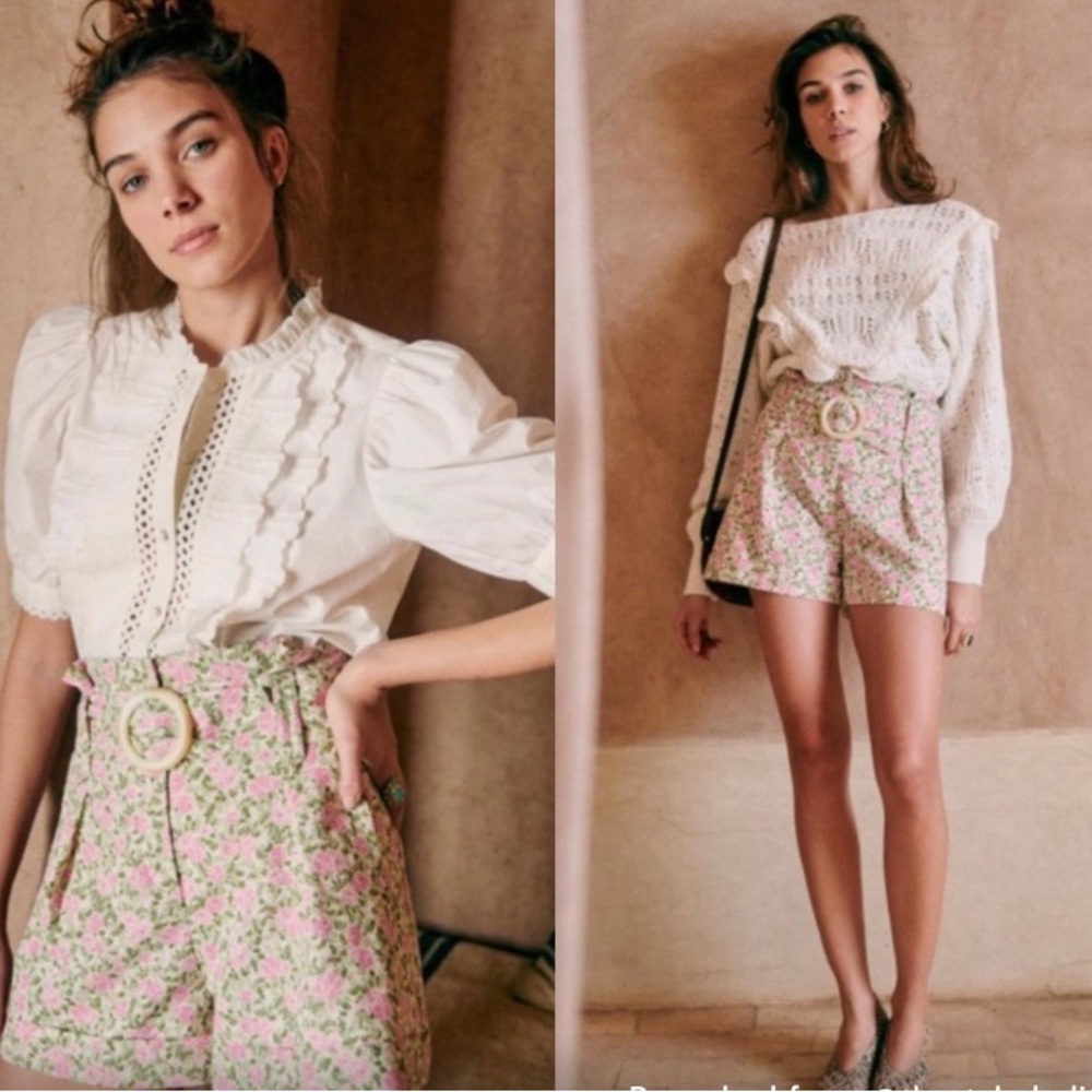 Sezane high waisted floral shorts